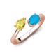 4 - Afra 1.60 ctw Yellow Sapphire Pear Shape (7x5 mm) & Turquoise Oval Shape (7x5 mm) Toi Et Moi Engagement Ring 