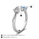 5 - Afra 1.85 ctw Moissanite Pear Shape (7x5 mm) & Blue Topaz Oval Shape (7x5 mm) Toi Et Moi Engagement Ring 