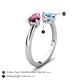 5 - Afra 1.90 ctw Rhodolite Garnet Pear Shape (7x5 mm) & Blue Topaz Oval Shape (7x5 mm) Toi Et Moi Engagement Ring 