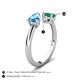 5 - Afra 1.65 ctw Blue Topaz Pear Shape (7x5 mm) & Emerald Oval Shape (7x5 mm) Toi Et Moi Engagement Ring 