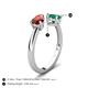 5 - Afra 1.70 ctw Red Garnet Pear Shape (7x5 mm) & Emerald Oval Shape (7x5 mm) Toi Et Moi Engagement Ring 