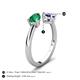5 - Afra 1.47 ctw Emerald Pear Shape (7x5 mm) & Iolite Oval Shape (7x5 mm) Toi Et Moi Engagement Ring 