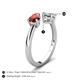 5 - Afra 1.40 ctw Red Garnet Pear Shape (7x5 mm) & Opal Oval Shape (7x5 mm) Toi Et Moi Engagement Ring 