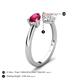 5 - Afra 1.70 ctw Ruby Pear Shape (7x5 mm) & Morganite Oval Shape (7x5 mm) Toi Et Moi Engagement Ring 