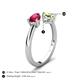 5 - Afra 1.85 ctw Ruby Pear Shape (7x5 mm) & Peridot Oval Shape (7x5 mm) Toi Et Moi Engagement Ring 