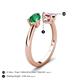 5 - Afra 1.65 ctw Emerald Pear Shape (7x5 mm) & Pink Tourmaline Oval Shape (7x5 mm) Toi Et Moi Engagement Ring 