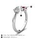 5 - Afra 1.85 ctw Moissanite Pear Shape (7x5 mm) & Rhodolite Garnet Oval Shape (7x5 mm) Toi Et Moi Engagement Ring 