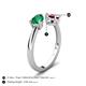 5 - Afra 1.80 ctw Emerald Pear Shape (7x5 mm) & Rhodolite Garnet Oval Shape (7x5 mm) Toi Et Moi Engagement Ring 