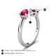5 - Afra 1.95 ctw Ruby Pear Shape (7x5 mm) & Rhodolite Garnet Oval Shape (7x5 mm) Toi Et Moi Engagement Ring 
