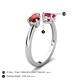 5 - Afra 1.80 ctw Red Garnet Pear Shape (7x5 mm) & Ruby Oval Shape (7x5 mm) Toi Et Moi Engagement Ring 