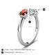 5 - Afra 1.75 ctw Red Garnet Pear Shape (7x5 mm) & Moissanite Oval Shape (7x5 mm) Toi Et Moi Engagement Ring 
