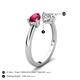5 - Afra 1.80 ctw Ruby Pear Shape (7x5 mm) & Moissanite Oval Shape (7x5 mm) Toi Et Moi Engagement Ring 
