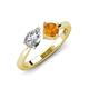 3 - Lysha 1.30 ctw GIA Certified Natural Diamond Pear Shape (7x5 mm) & Citrine Cushion Shape (5.00 mm) Toi Et Moi Engagement Ring 