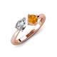 3 - Lysha 1.30 ctw GIA Certified Natural Diamond Pear Shape (7x5 mm) & Citrine Cushion Shape (5.00 mm) Toi Et Moi Engagement Ring 