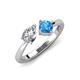 3 - Lysha 1.55 ctw GIA Certified Natural Diamond Pear Shape (7x5 mm) & Blue Topaz Cushion Shape (5.00 mm) Toi Et Moi Engagement Ring 