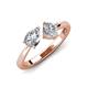 3 - Lysha 1.37 ctw GIA Certified Natural Diamond Pear Shape (7x5 mm) & Moissanite Cushion Shape (5.00 mm) Toi Et Moi Engagement Ring 
