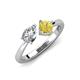 3 - Lysha 1.61 ctw GIA Certified Natural Diamond Pear Shape (7x5 mm) & Lab Created Yellow Sapphire Cushion Shape (5.00 mm) Toi Et Moi Engagement Ring 