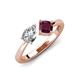 3 - Lysha 1.42 ctw GIA Certified Natural Diamond Pear Shape (7x5 mm) & Rhodolite Garnet Cushion Shape (5.00 mm) Toi Et Moi Engagement Ring 
