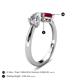 4 - Lysha 1.61 ctw GIA Certified Natural Diamond Pear Shape (7x5 mm) & Lab Created Ruby Cushion Shape (5.00 mm) Toi Et Moi Engagement Ring 