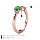 4 - Lysha 1.30 ctw Green Garnet Pear Shape (7x5 mm) & Natural Diamond Cushion Shape (5.00 mm) Toi Et Moi Engagement Ring 