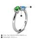 4 - Lysha 1.55 ctw Green Garnet Pear Shape (7x5 mm) & Blue Topaz Cushion Shape (5.00 mm) Toi Et Moi Engagement Ring 