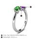 4 - Lysha 1.30 ctw Green Garnet Pear Shape (7x5 mm) & Amethyst Cushion Shape (5.00 mm) Toi Et Moi Engagement Ring 