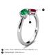 4 - Lysha 1.61 ctw Emerald Pear Shape (7x5 mm) & Lab Created Ruby Cushion Shape (5.00 mm) Toi Et Moi Engagement Ring 