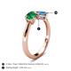 4 - Lysha 1.55 ctw Emerald Pear Shape (7x5 mm) & Blue Topaz Cushion Shape (5.00 mm) Toi Et Moi Engagement Ring 