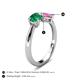 4 - Lysha 1.61 ctw Emerald Pear Shape (7x5 mm) & Lab Created Pink Sapphire Cushion Shape (5.00 mm) Toi Et Moi Engagement Ring 