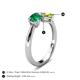 4 - Lysha 1.45 ctw Emerald Pear Shape (7x5 mm) & Peridot Cushion Shape (5.00 mm) Toi Et Moi Engagement Ring 
