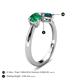 4 - Lysha 1.55 ctw Emerald Pear Shape (7x5 mm) & London Blue Topaz Cushion Shape (5.00 mm) Toi Et Moi Engagement Ring 