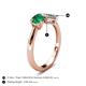 4 - Lysha 1.30 ctw Emerald Pear Shape (7x5 mm) & Natural Diamond Cushion Shape (5.00 mm) Toi Et Moi Engagement Ring 