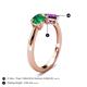 4 - Lysha 1.30 ctw Emerald Pear Shape (7x5 mm) & Amethyst Cushion Shape (5.00 mm) Toi Et Moi Engagement Ring 