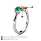 4 - Lysha 1.30 ctw Emerald Pear Shape (7x5 mm) & Citrine Cushion Shape (5.00 mm) Toi Et Moi Engagement Ring 