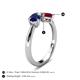 4 - Lysha 1.71 ctw Blue Sapphire Pear Shape (7x5 mm) & Lab Created Ruby Cushion Shape (5.00 mm) Toi Et Moi Engagement Ring 