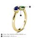 4 - Lysha 1.45 ctw Blue Sapphire Pear Shape (7x5 mm) & Lab Created Emerald Cushion Shape (5.00 mm) Toi Et Moi Engagement Ring 