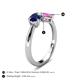 4 - Lysha 1.71 ctw Blue Sapphire Pear Shape (7x5 mm) & Lab Created Pink Sapphire Cushion Shape (5.00 mm) Toi Et Moi Engagement Ring 