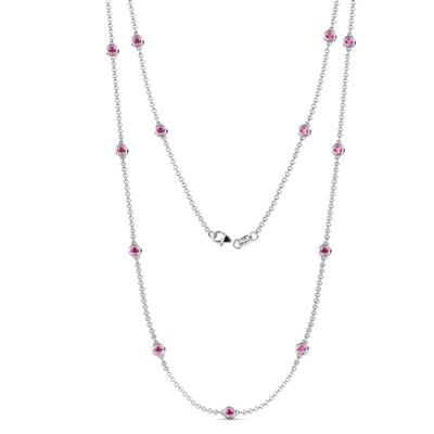 Lien 13Stn Pink Sapphire on Cable Necklace