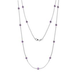 Lien 13Stn Amethyst on Cable Necklace Stone Amethyst ctw Womens Station Necklace K White Gold