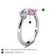 4 - Lysha 1.56 ctw IGI Certified Lab Grown Diamond Pear Shape (7x5 mm) & Lab Created Pink Sapphire Cushion Shape (5.00 mm) Toi Et Moi Engagement Ring 