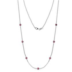 Salina 7Stn Ruby on Cable Necklace Stone Ruby ctw Womens Station Necklace K White Gold
