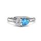 1 - Francesca 1.85 ctw Heart Shape (6.00 mm) IGI Certified Lab Grown Diamond & Blue Topaz Toi Et Moi Engagement Ring 