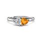 1 - Francesca 1.53 ctw Heart Shape (6.00 mm) IGI Certified Lab Grown Diamond & Citrine Toi Et Moi Engagement Ring 