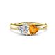 1 - Francesca 1.53 ctw Heart Shape (6.00 mm) IGI Certified Lab Grown Diamond & Citrine Toi Et Moi Engagement Ring 