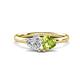 1 - Francesca 1.80 ctw Heart Shape (6.00 mm) IGI Certified Lab Grown Diamond & Peridot Toi Et Moi Engagement Ring 