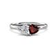 1 - Francesca 1.80 ctw Heart Shape (6.00 mm) IGI Certified Lab Grown Diamond & Red Garnet Toi Et Moi Engagement Ring 