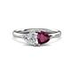 1 - Francesca 1.95 ctw Heart Shape (6.00 mm) IGI Certified Lab Grown Diamond & Rhodolite Garnet Toi Et Moi Engagement Ring 