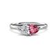 1 - Francesca 1.65 ctw Heart Shape (6.00 mm) IGI Certified Lab Grown Diamond & Pink Tourmaline Toi Et Moi Engagement Ring 