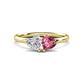 1 - Francesca 1.65 ctw Heart Shape (6.00 mm) IGI Certified Lab Grown Diamond & Pink Tourmaline Toi Et Moi Engagement Ring 