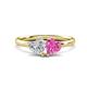1 - Francesca 1.75 ctw Heart Shape (6.00 mm) GIA Certified Natural Diamond & Lab Created Pink Sapphire Toi Et Moi Engagement Ring 